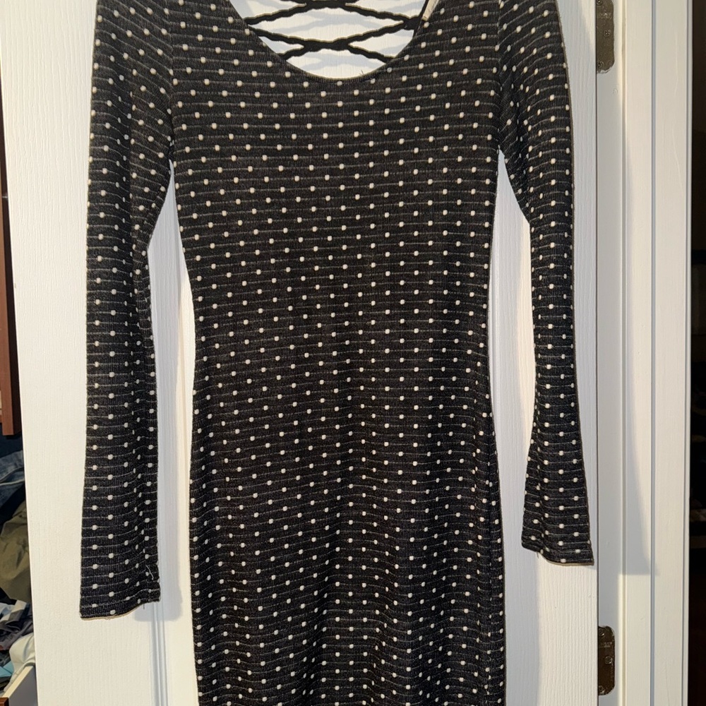 Soprano Black and White Bell Sleeve Bodycon Dress